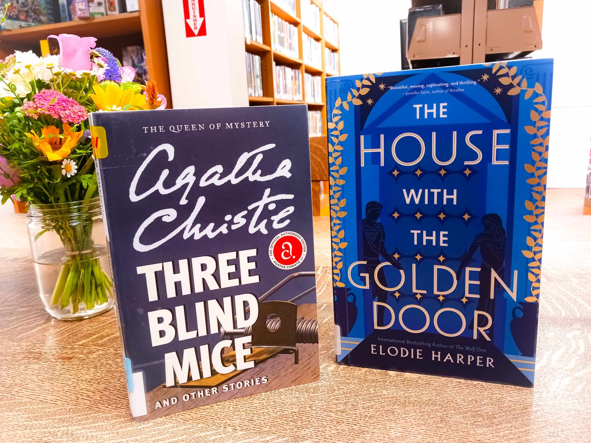Photograph of books - "Three Blind Mice" and "The House with the Golden Door"