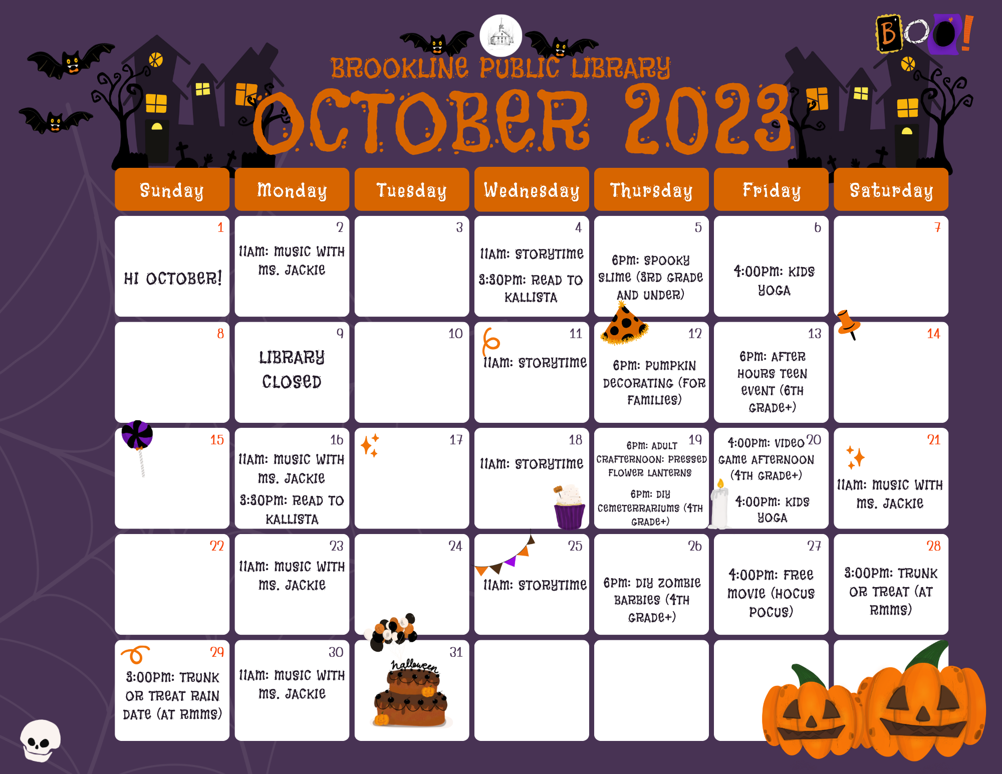 October calendar of events