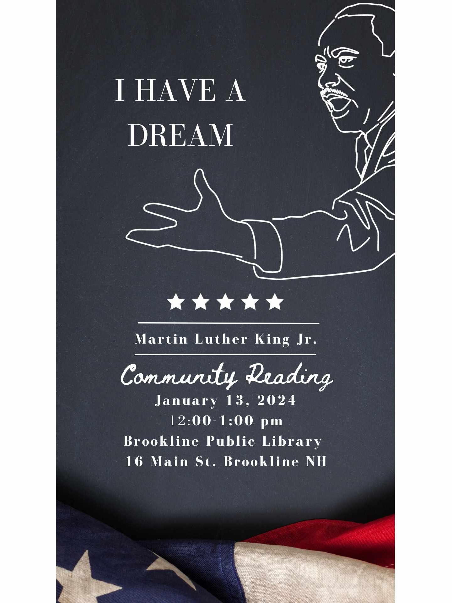 "I have a dream" speech community reading flyer