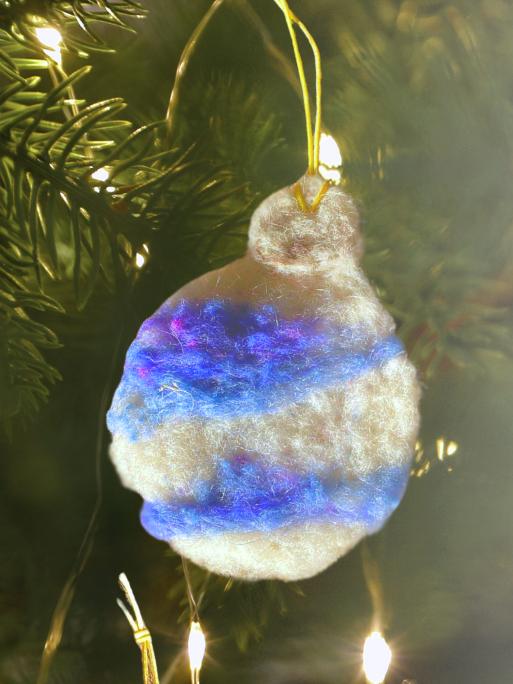 photo of a needle felted ornament