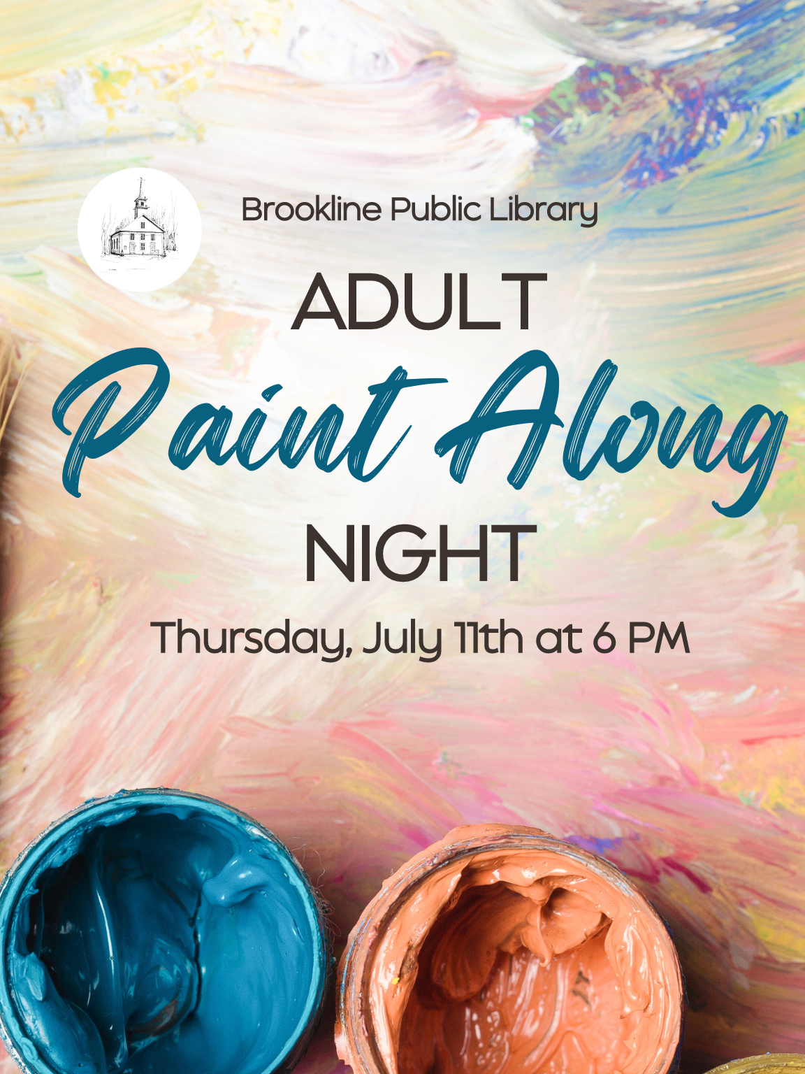 paint along night flyer - information about program on a painted background