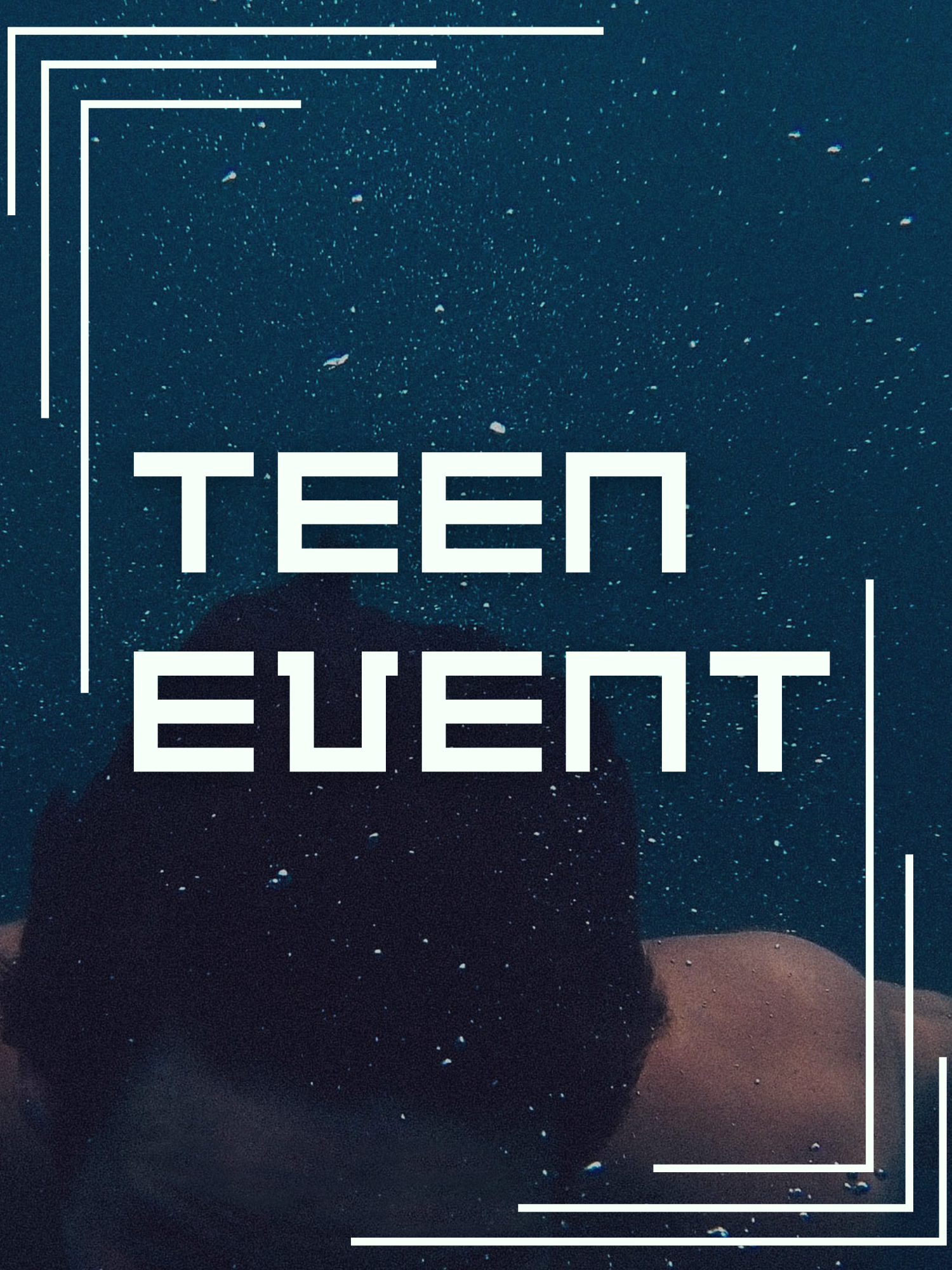 default teen event flyer - "teen event" on dark, starry background