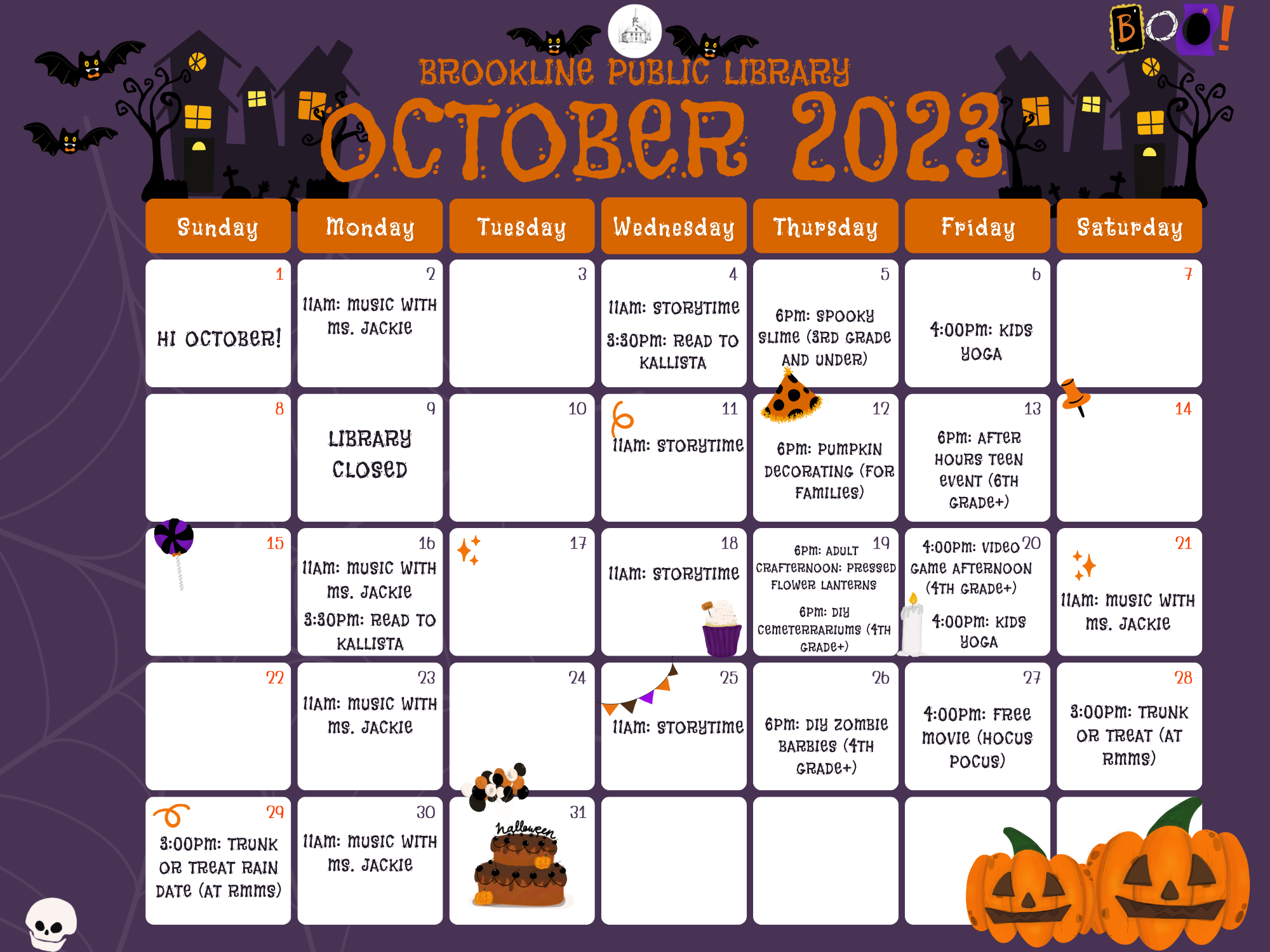 October monthly calendar